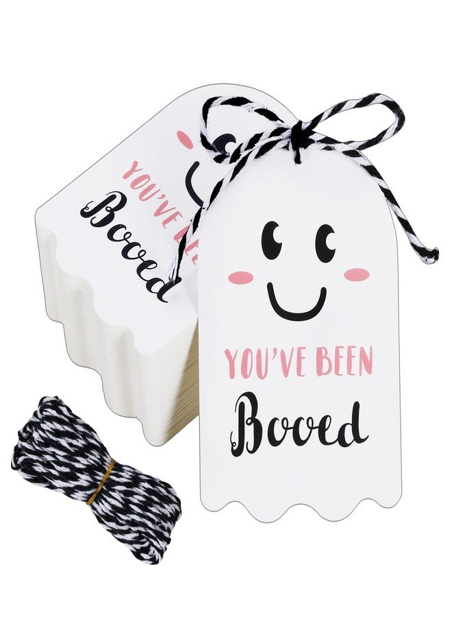 Vanlovemac 80 Pcs Halloween Tags with String, You've Been Booed Gifts Tag, Happy Halloween Tags for Goodie Bags, Cute Paper Name Tags, Boo Basket Stuffers, Ghost Hanging Tags Candy Bag Gift Wrap Tag - Image 1